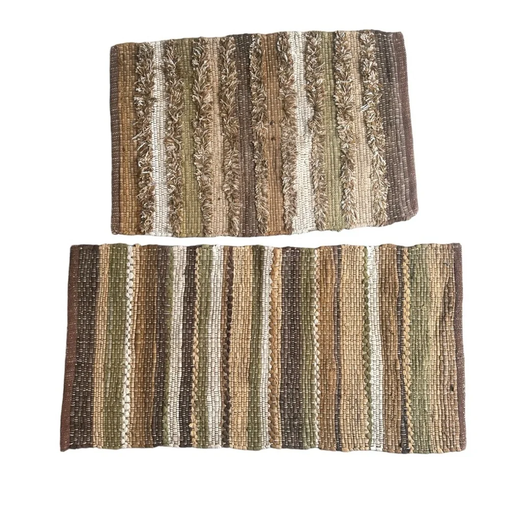 Eassential Home 2 Piece Neutral Earth Tone Bathroom Mat Set EUC